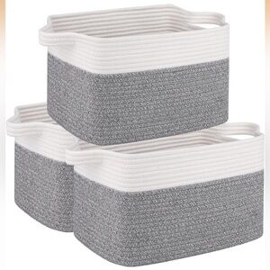 NEW Elegant Gray and White Storage Baskets - Set of 3